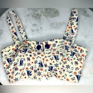 Girl Howdy bikini top only sz 8 retro vintage pinup style sailing print